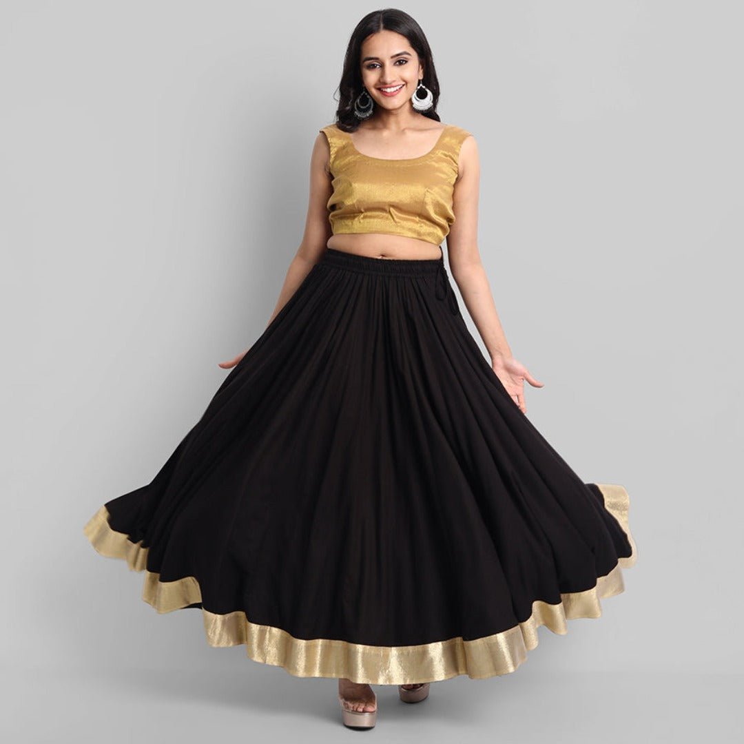 Long skirt with golden cheap border