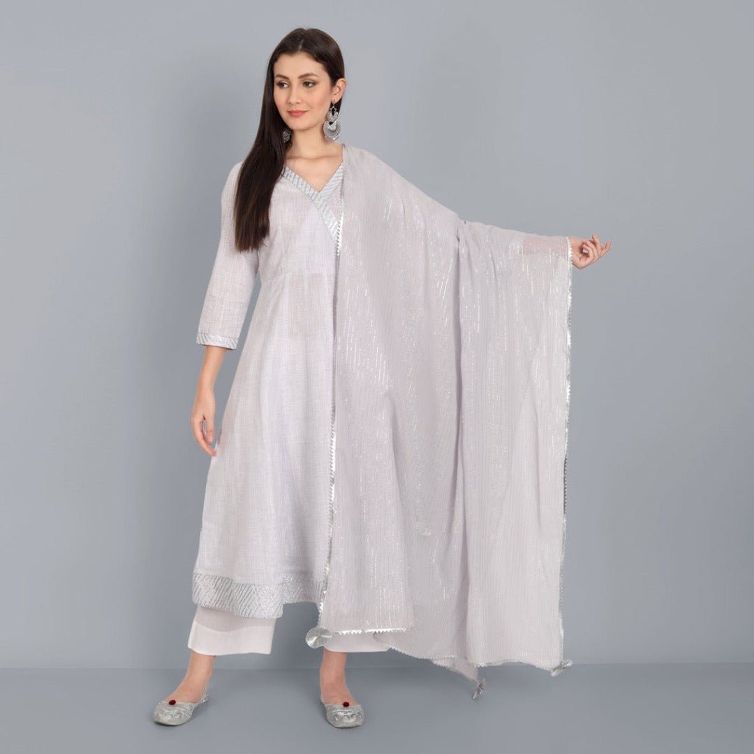 Embroidered Cotton Ladies Lurex 3 Piece Suit, Anarkali at Rs 995
