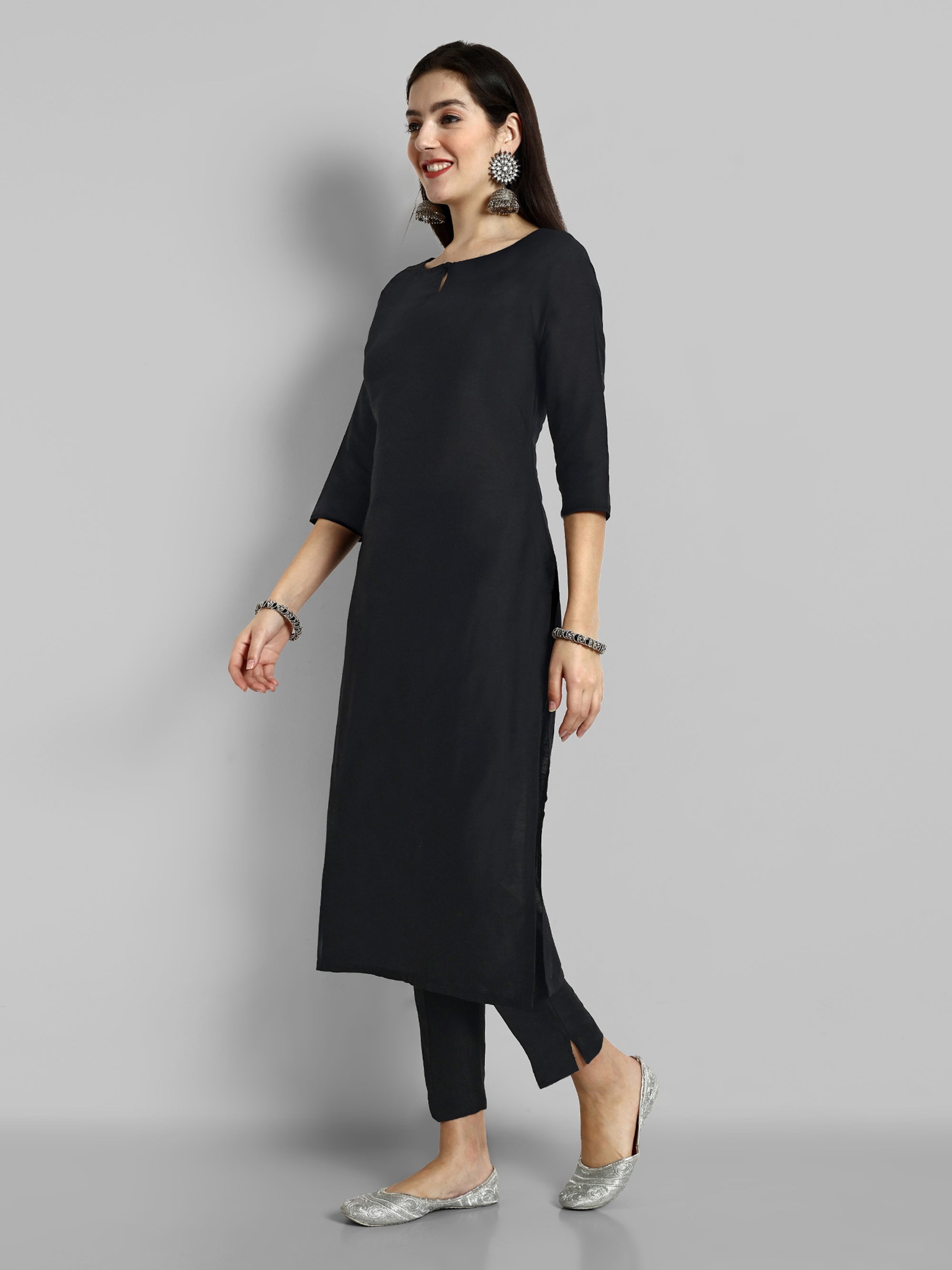 Boat Neck cotton silk kurta