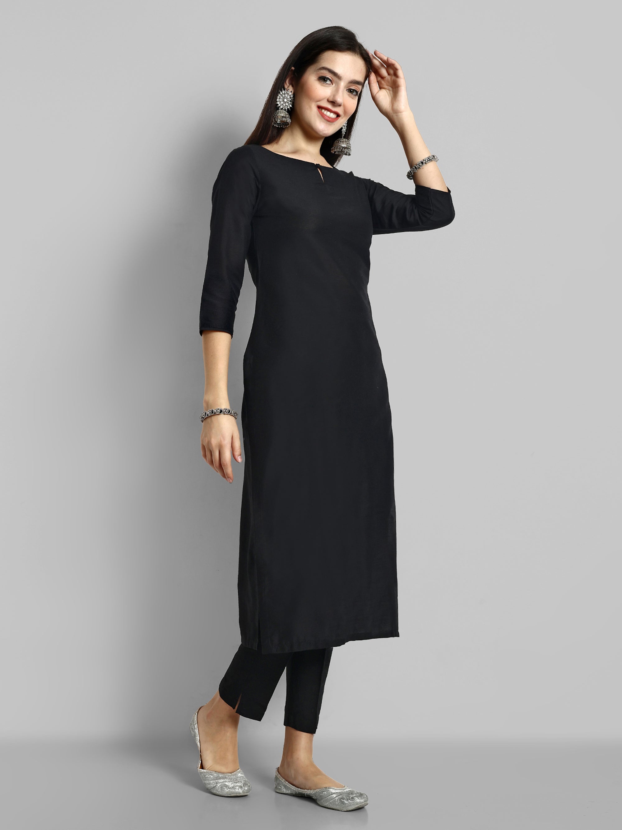 Boat Neck cotton silk kurta