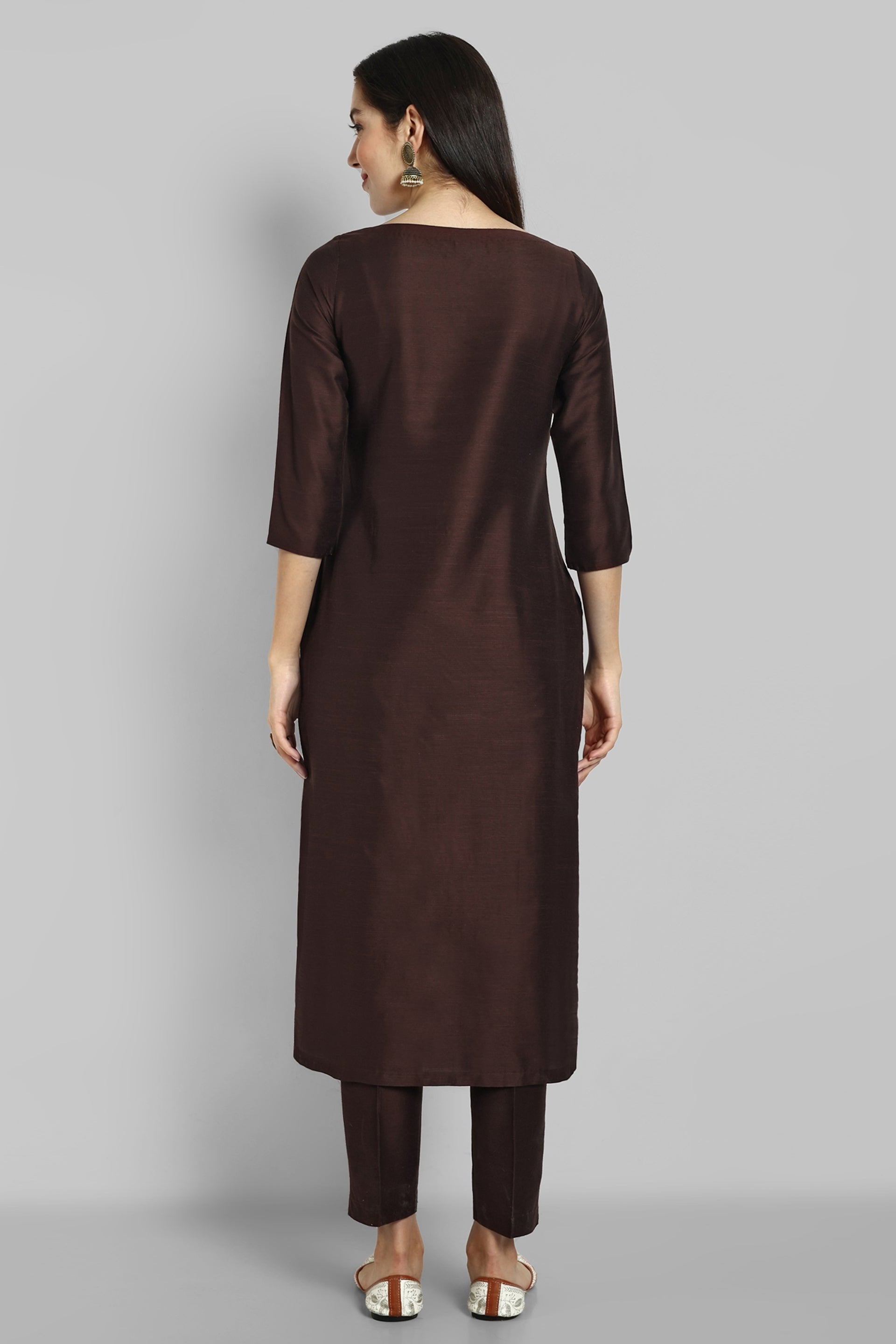 Choclate Brown Kurta with Elasticated Pant