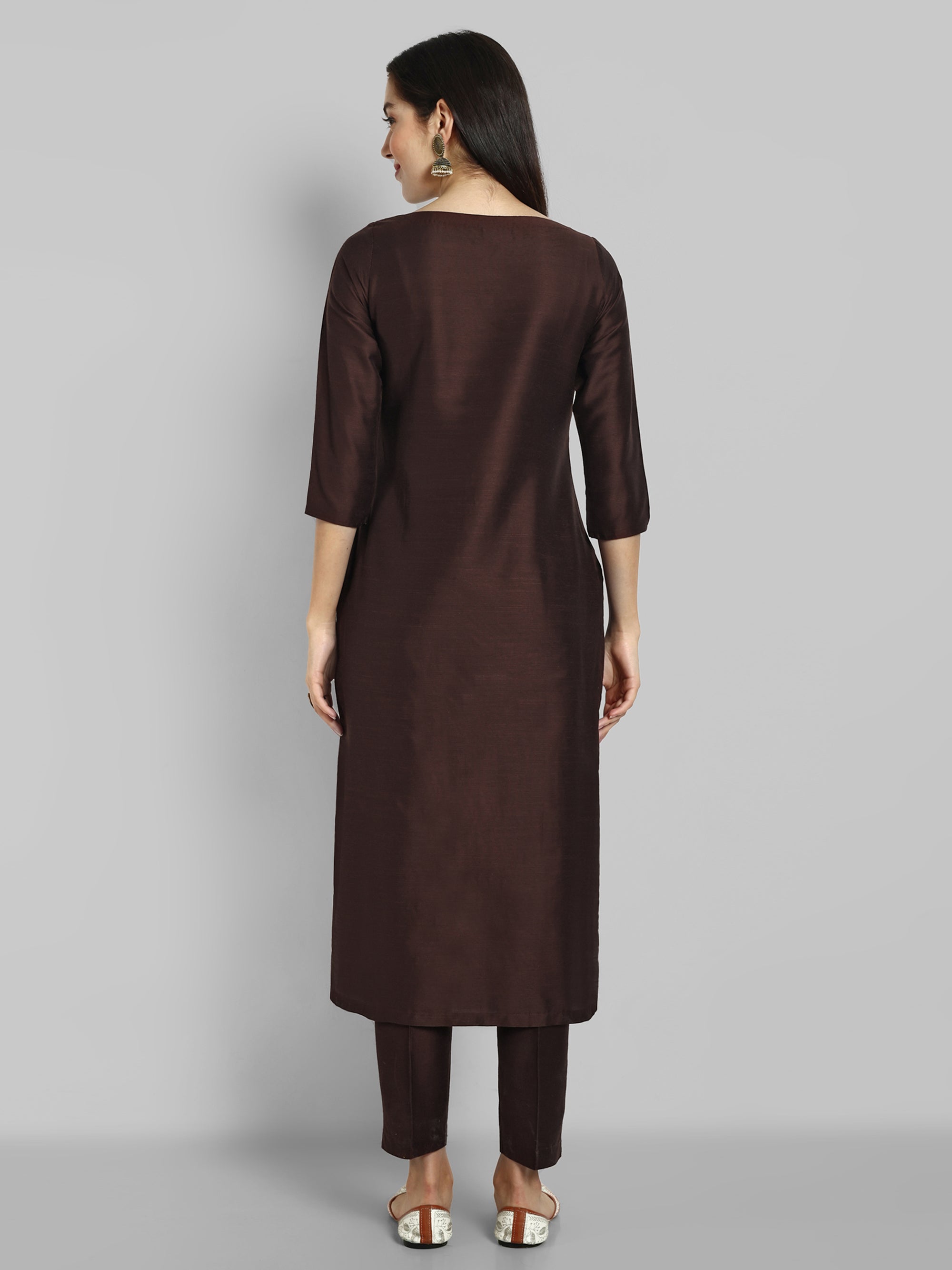 Choclate Brown Kurta with Elasticated Pant