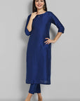 Ink Blue Kurta with Elasticated Pant - Set of 2