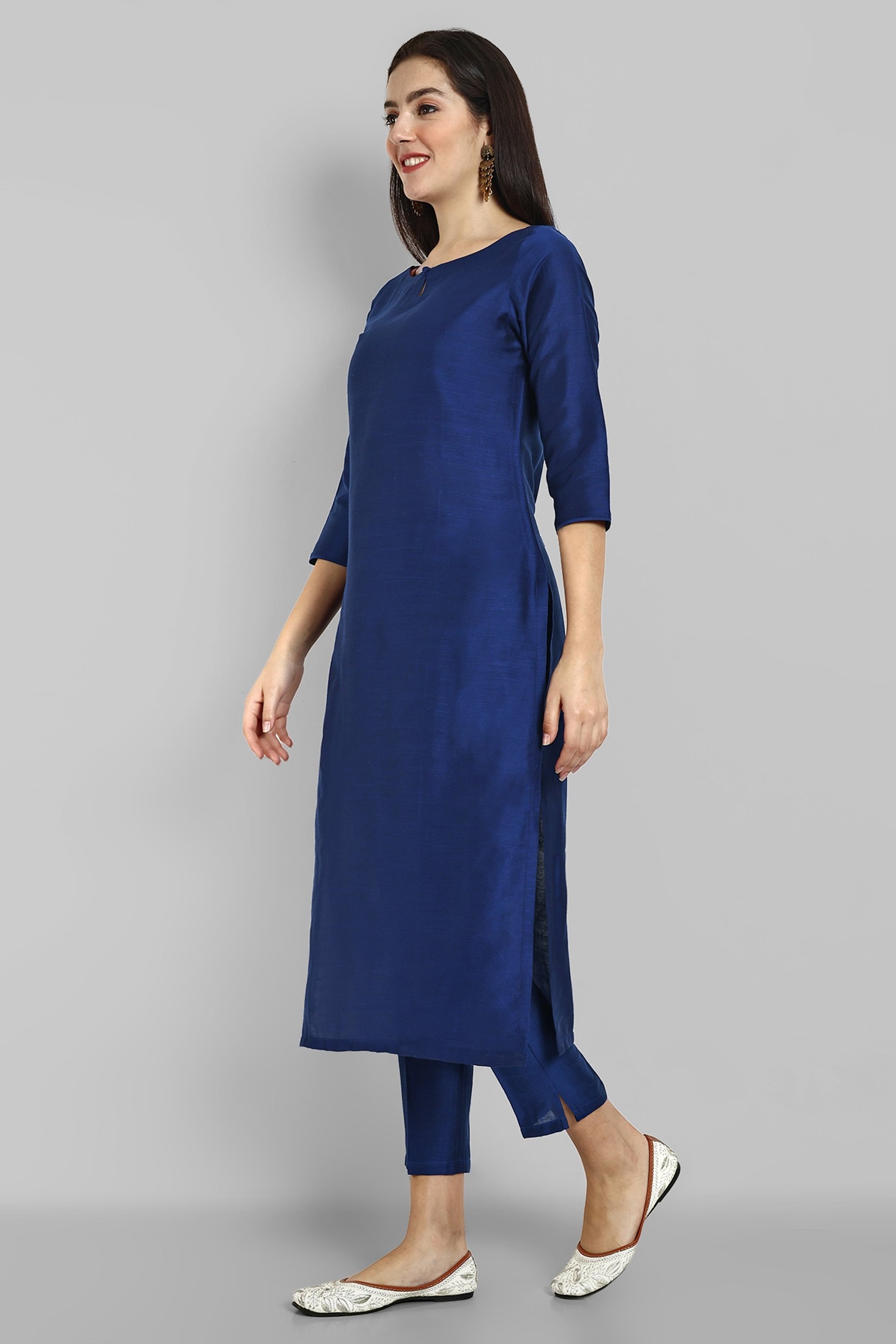 Ink Blue Kurta with Elasticated Pant - Set of 2