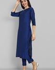 Ink Blue Kurta with Elasticated Pant - Set of 2