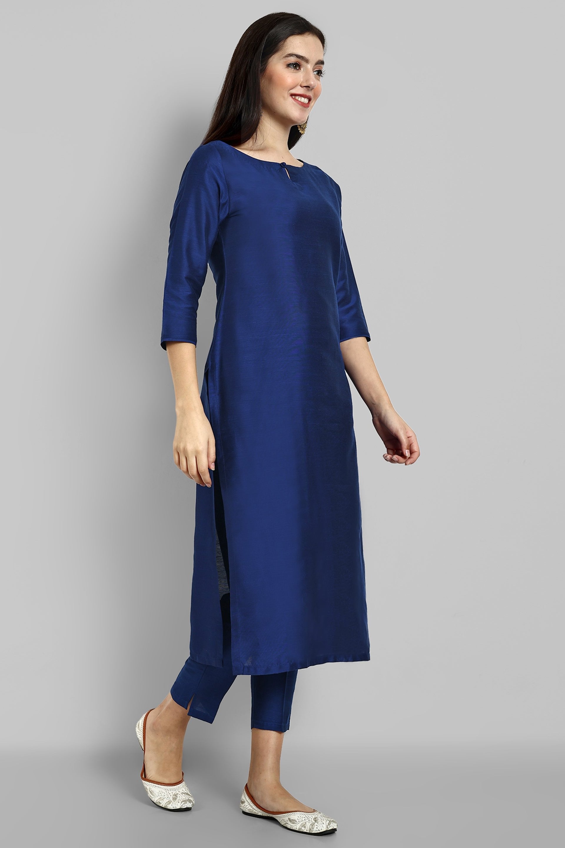 Ink Blue Kurta with Elasticated Pant - Set of 2