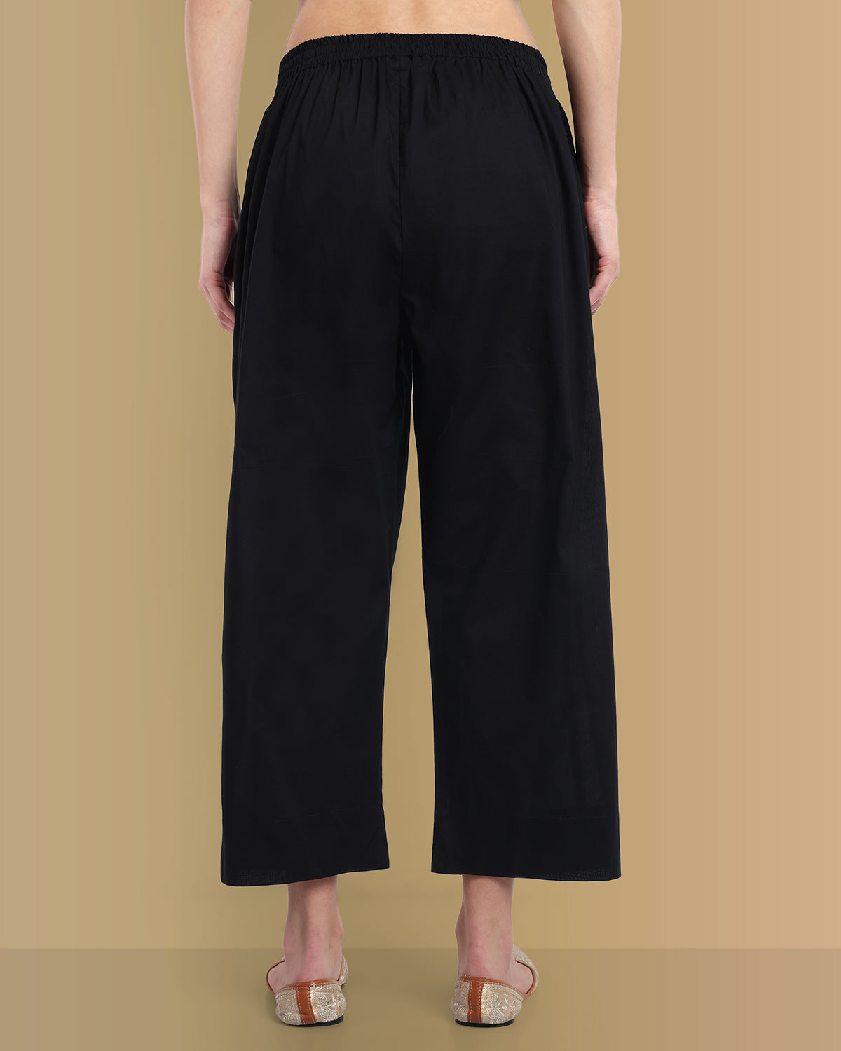 Black Basic Straight Palazzo Pant with Pockets