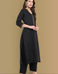 Mulmul Cotton Riwa Black Kurta