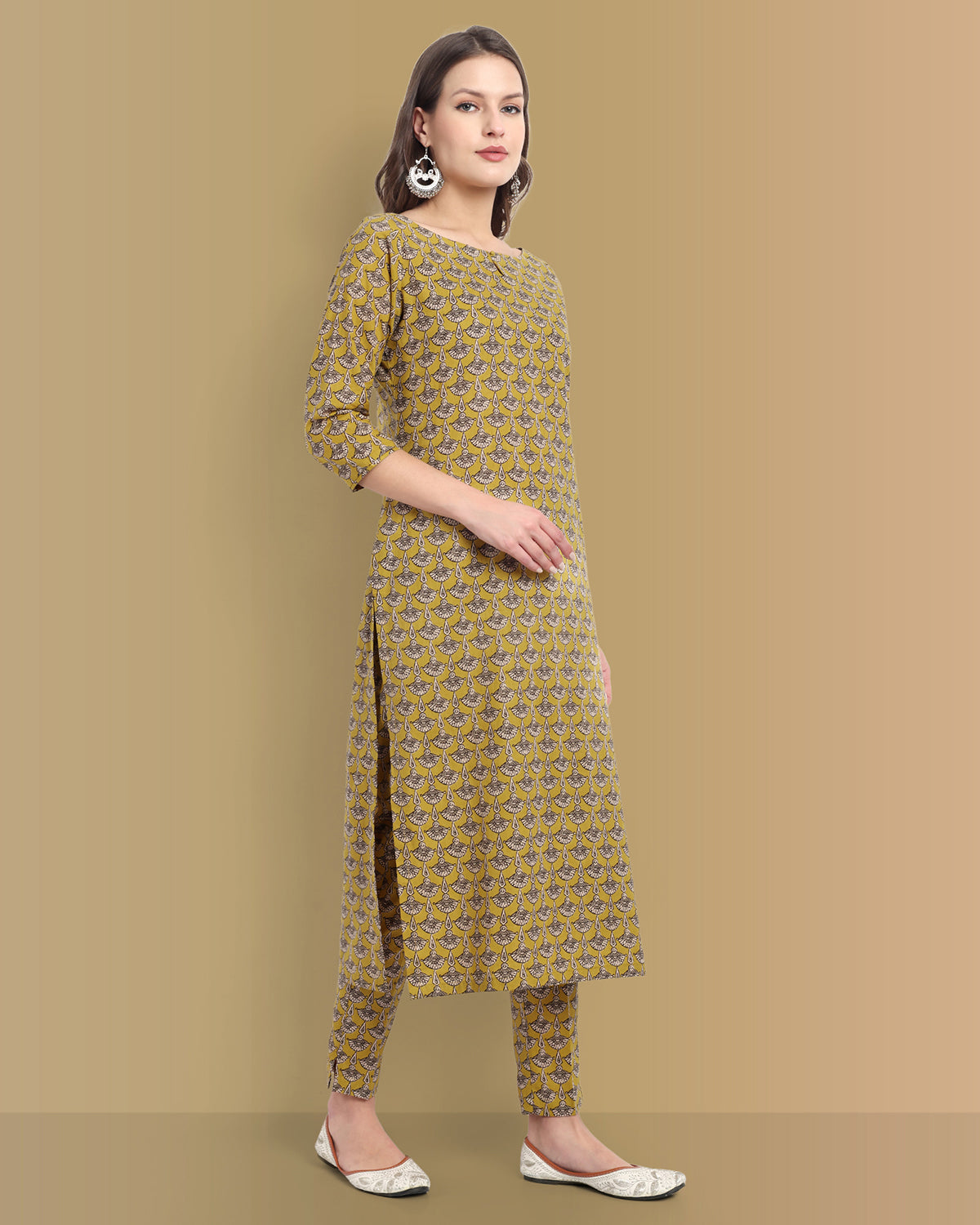 Ajrak Print Boat Neck Kurta Traditional Handcrafted Cotton Elegance