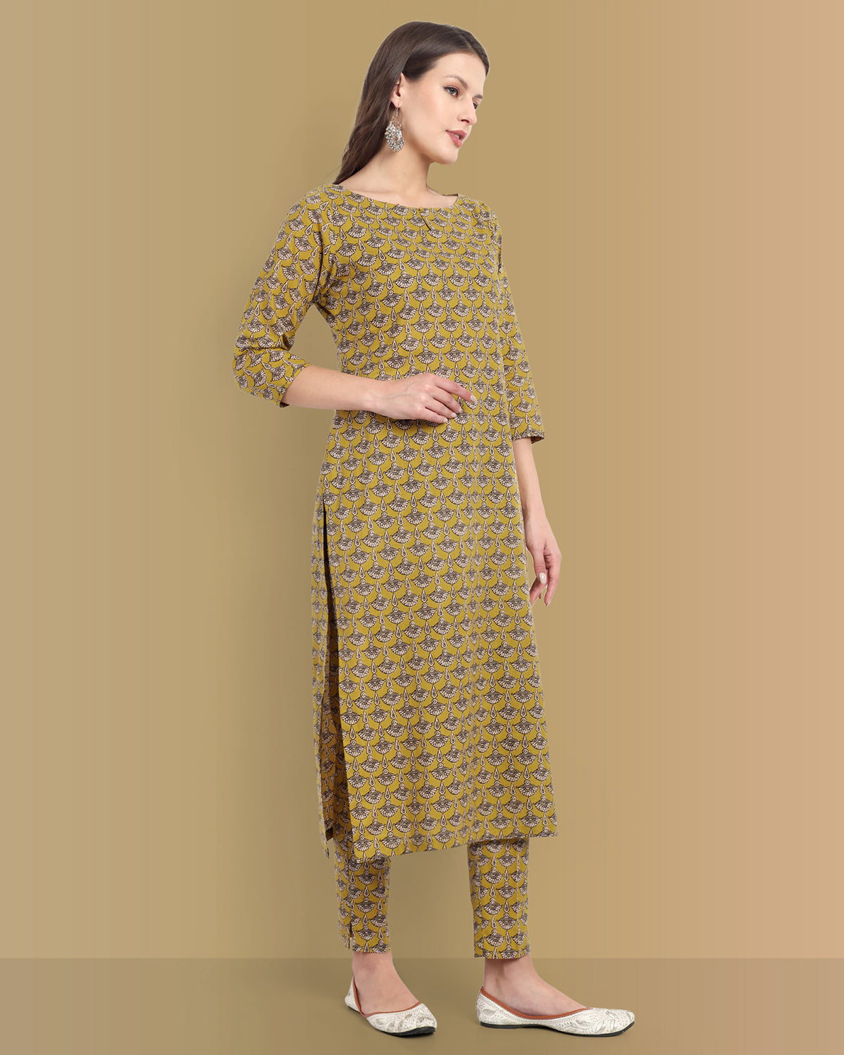 Ajrak Print Boat Neck Kurta Traditional Handcrafted Cotton Elegance