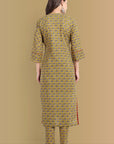 Meera Straight Ajrak Kurta with Neck Detailing