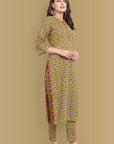 Meera Straight Ajrak Kurta with Neck Detailing