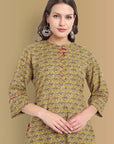 Meera Straight Ajrak Kurta with Neck Detailing