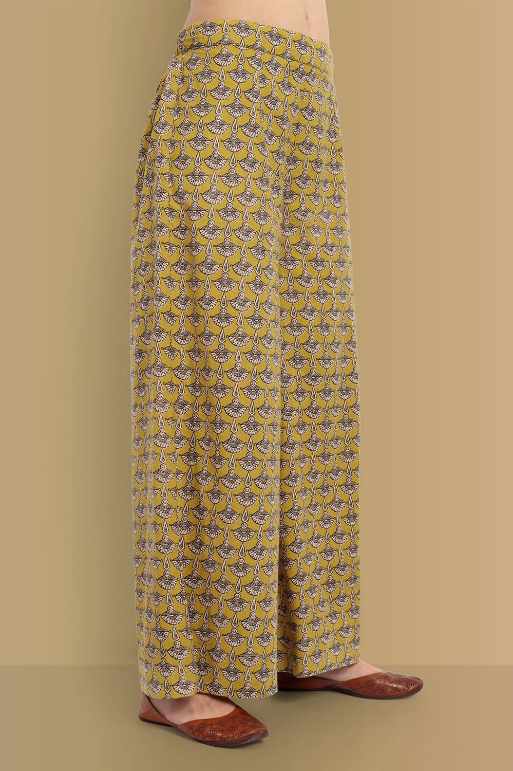 Mustard Ajrak Bahaar Kalidaar Kurta with Lower