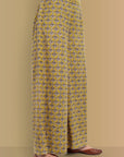 Mustard Ajrak Bahaar Kalidaar Kurta with Lower