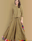 Mustard Cotton Kalidar Skirt Set