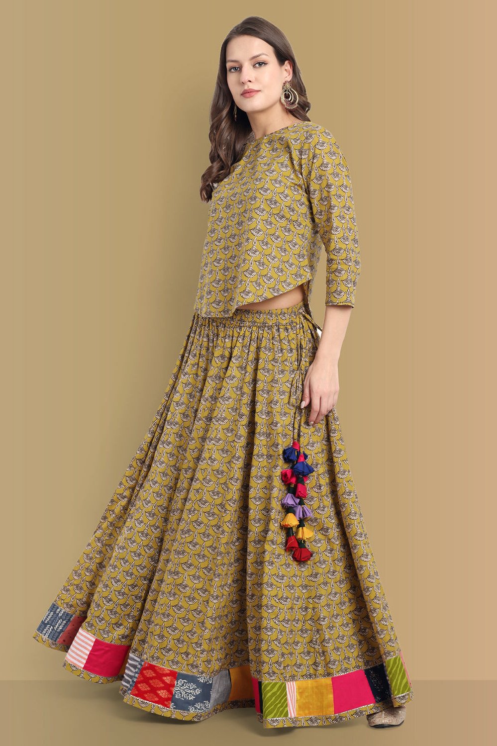 Mustard Mosaic Kali Skirt with Top