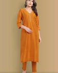 Mustard Color Kurta with Penny Embroidery Set - Perfect Blend of Comfort and Style