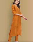 Mustard Color Kurta with Penny Embroidery Set - Perfect Blend of Comfort and Style