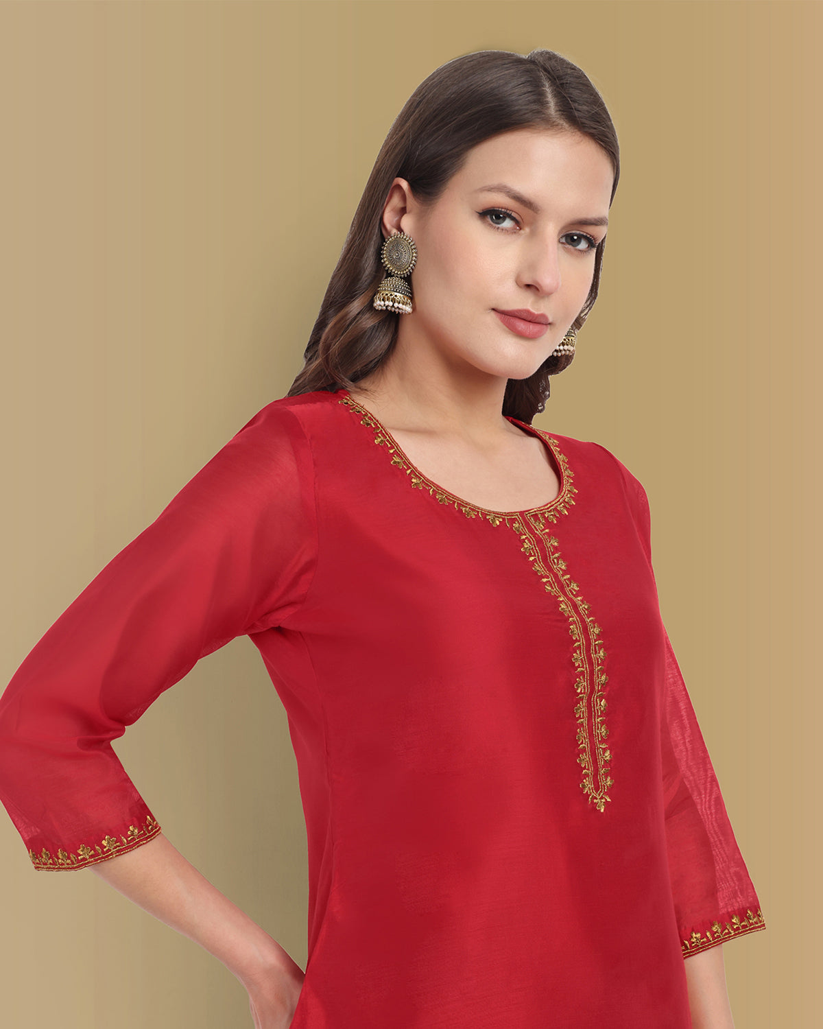 Banarasi Embroidered Chanderi Kurta With Sharara