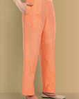 Peach Or Gray Embriodery Kurta and Straight Pant - Set of 2