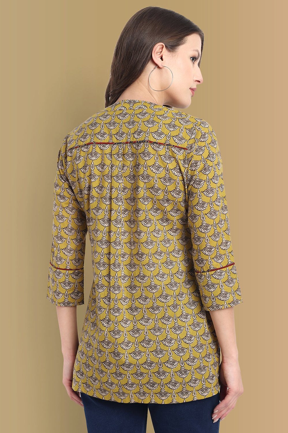 Mustard Mosaic Ajrak Short Kurta