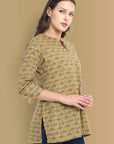 Mustard Mosaic Ajrak Short Kurta