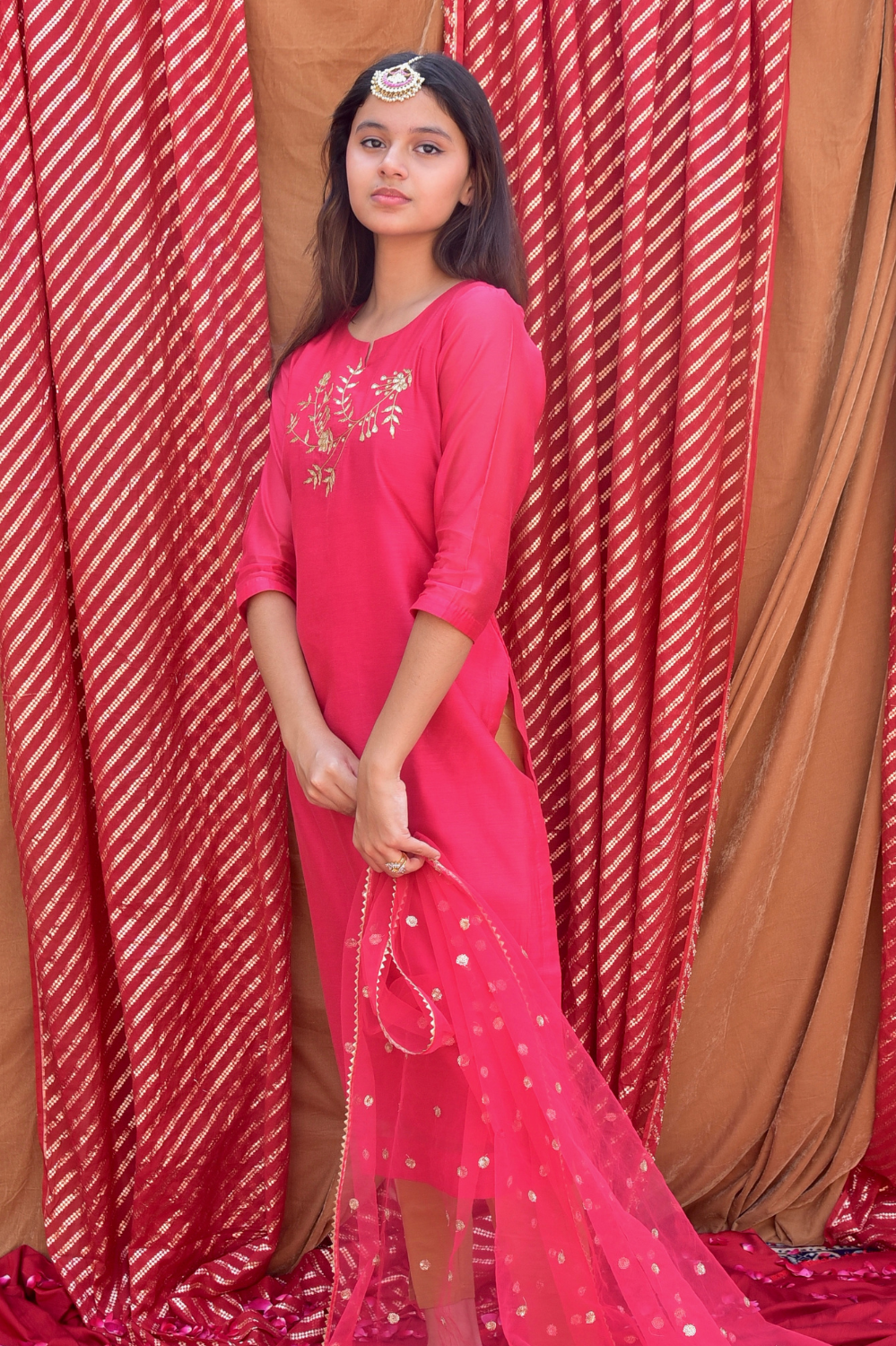 Hand Crafted Chanderi Pink Kurta