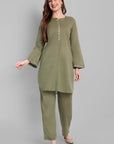 Khaki Green Mul Co-ord Set