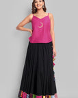 Hot Pink Cotton Silk Embroidery Top