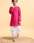 White Cotton Dhoti Set For Boys