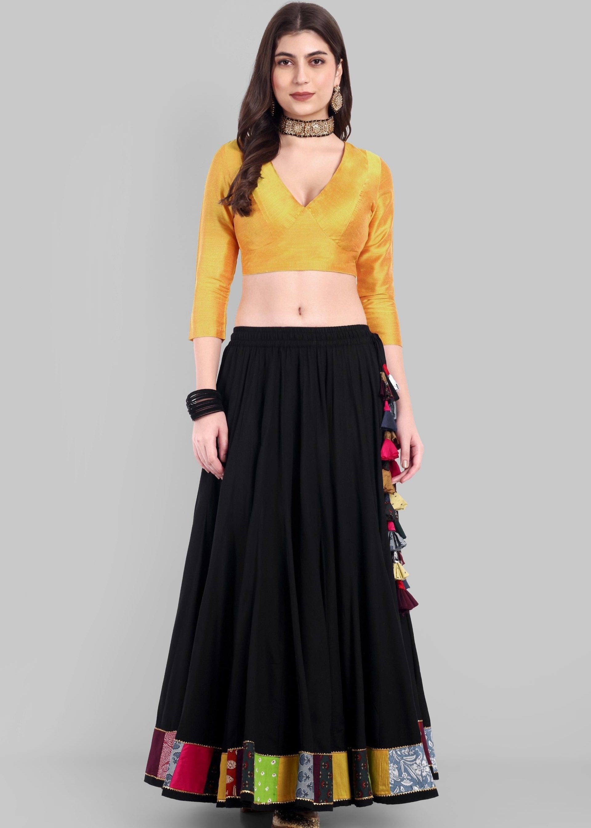 Nadira Padded Mustard Textured Silk Blouse