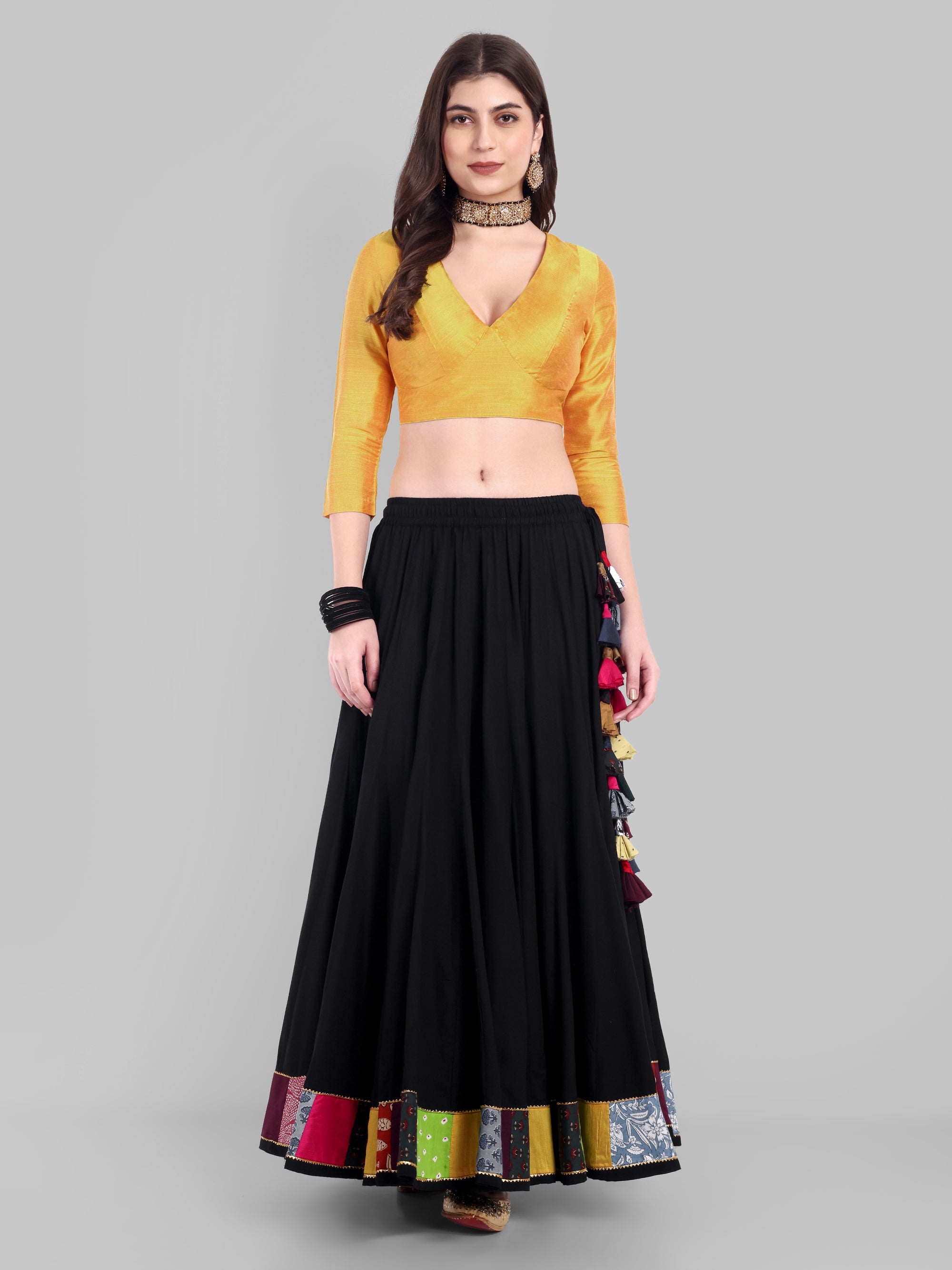 Nadira Padded Mustard Textured Silk Blouse