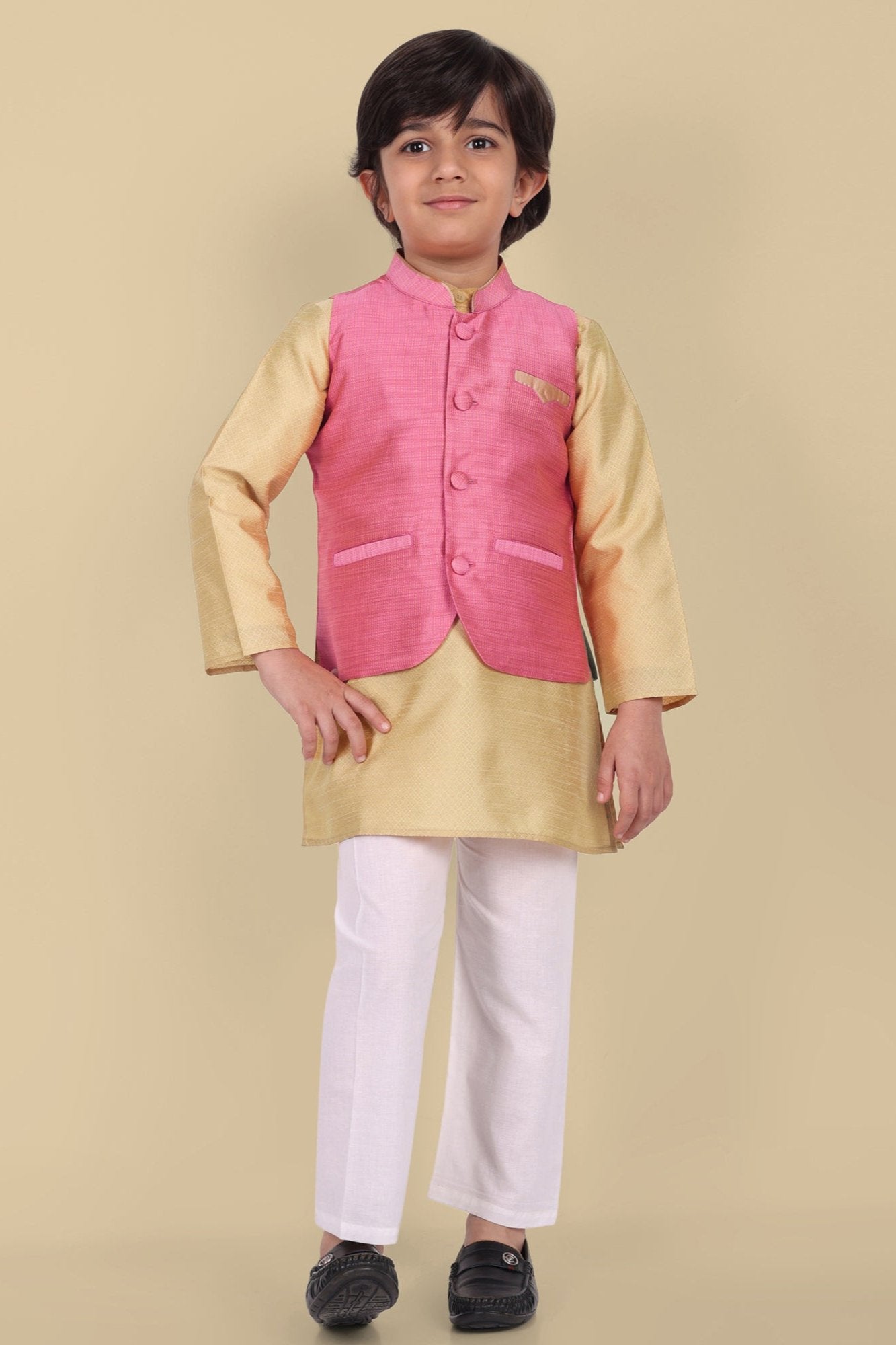 Boys Pink cotton silk Jacket