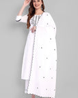 White Embriodery Kurta Pant & Dupatta