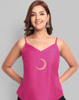 Hot Pink Cotton Silk Embroidery Top