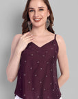 Wine Cotton Silk Embriodery Top