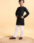 Black Cotton Silk Kurta & Pajama Set