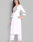 White Embriodery Kurta Pant & Dupatta