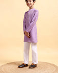 Mauve Cotton Silk Kurta & Pajama Set