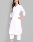 V Neck Basic Kurta with Straight Bottom - Set of 2