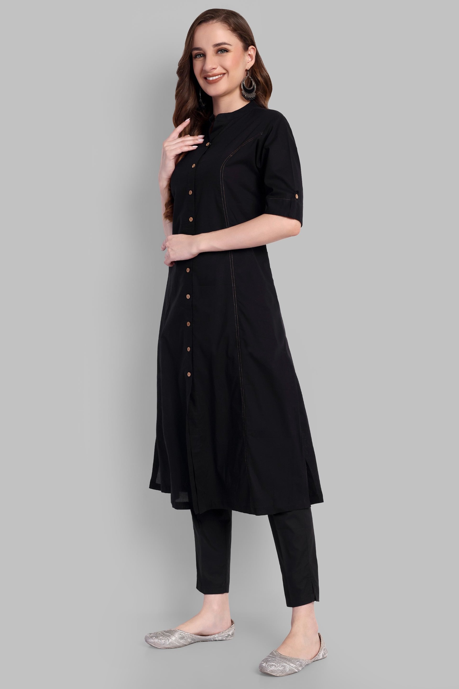 Black Cotton Kurta with Pant Set Online