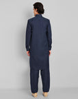 Navy Blue Cotton-Linen Pathani