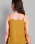 Mustard Cotton Noodle Strap Basic Top