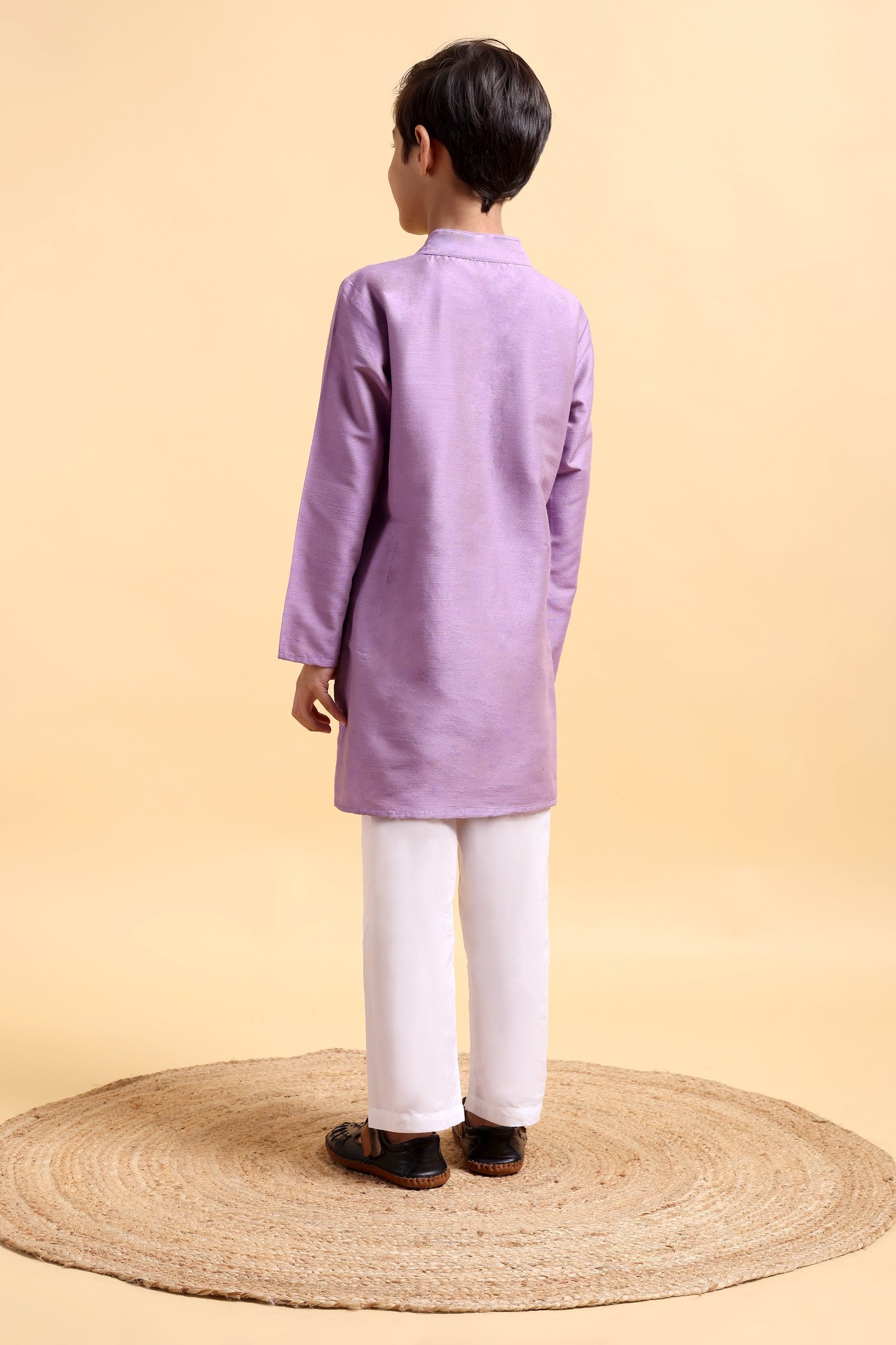 Mauve Cotton Silk Kurta &amp; Pajama Set