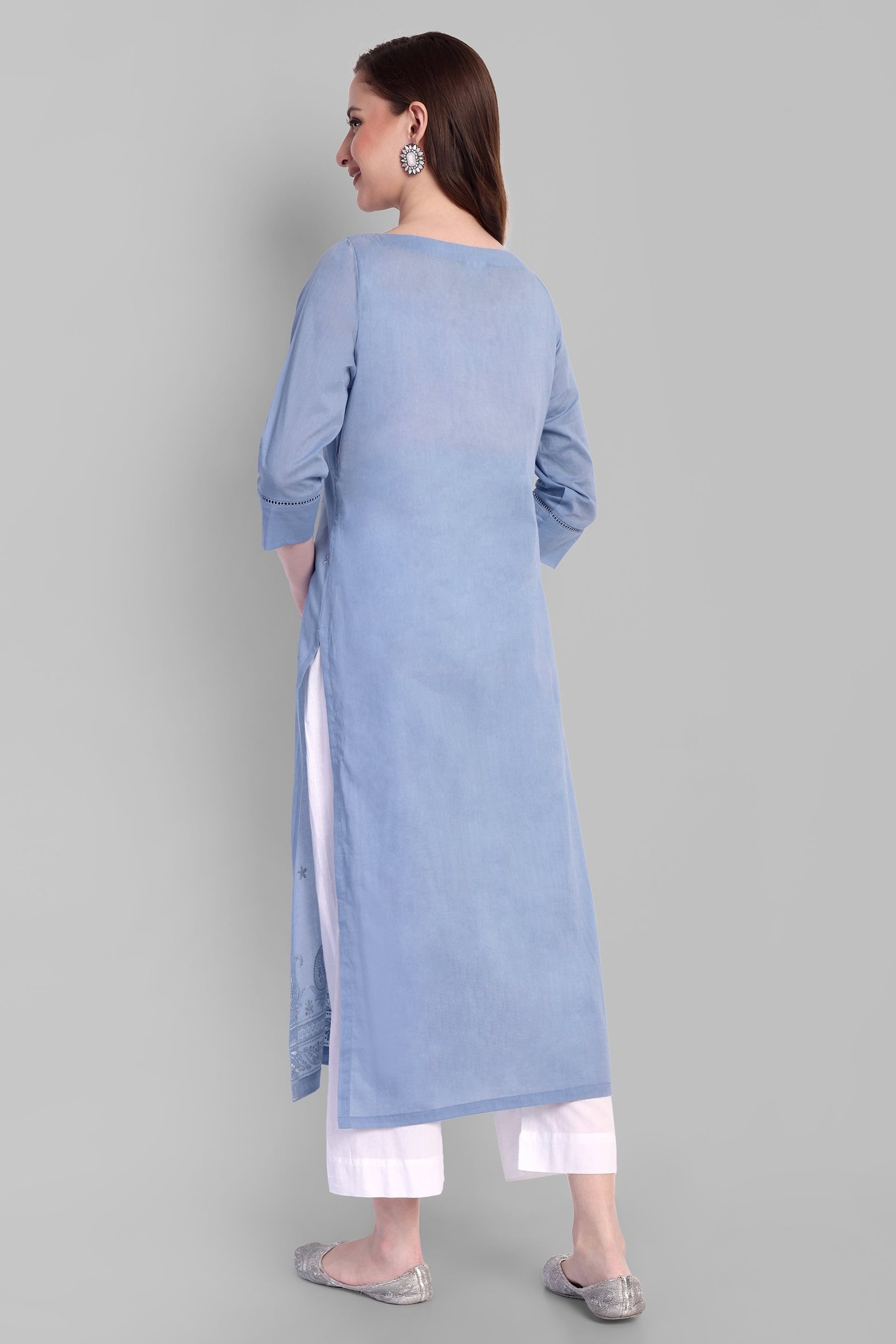 Blue Chikankari Kurta For Women