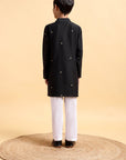 Kids Black Silk Kurta & Pajama Set