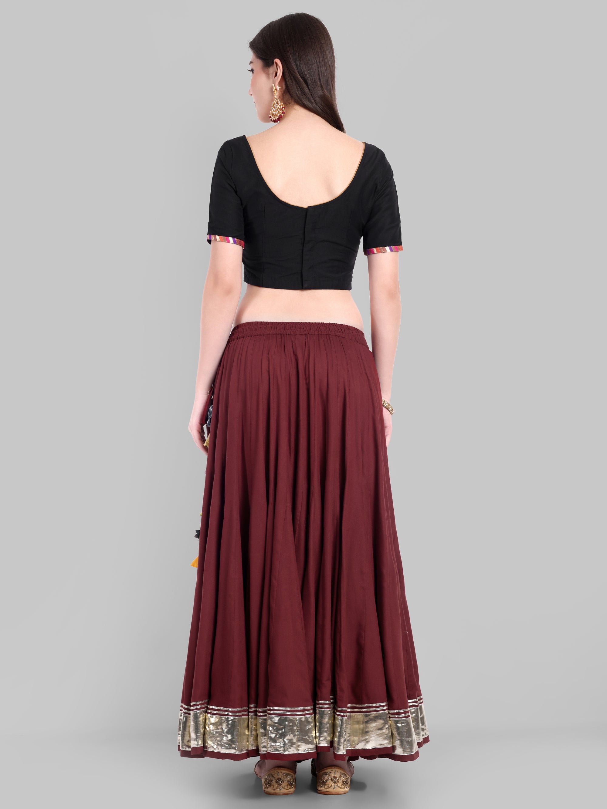 Black Cotton Silk Blouse with Banarasi Patch