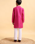 Hot Pink Embriodery Cotton silk Kurta & Pajama Set