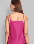 Hot Pink Cotton Silk Embroidery Top